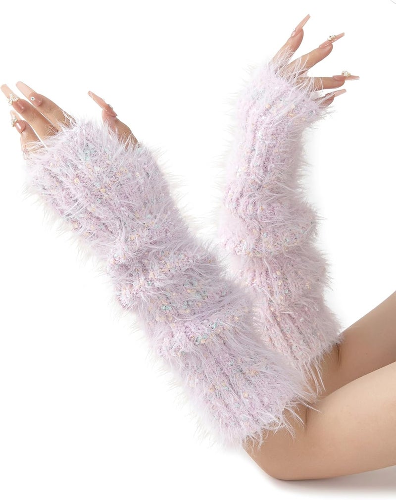 F Flammi Arm Warmers Women Kawaii Japanese Harajuku Y2k Arm Warmer for Girls Velvet Fingerless Gloves Knitted Arm Sleeve - Image 1